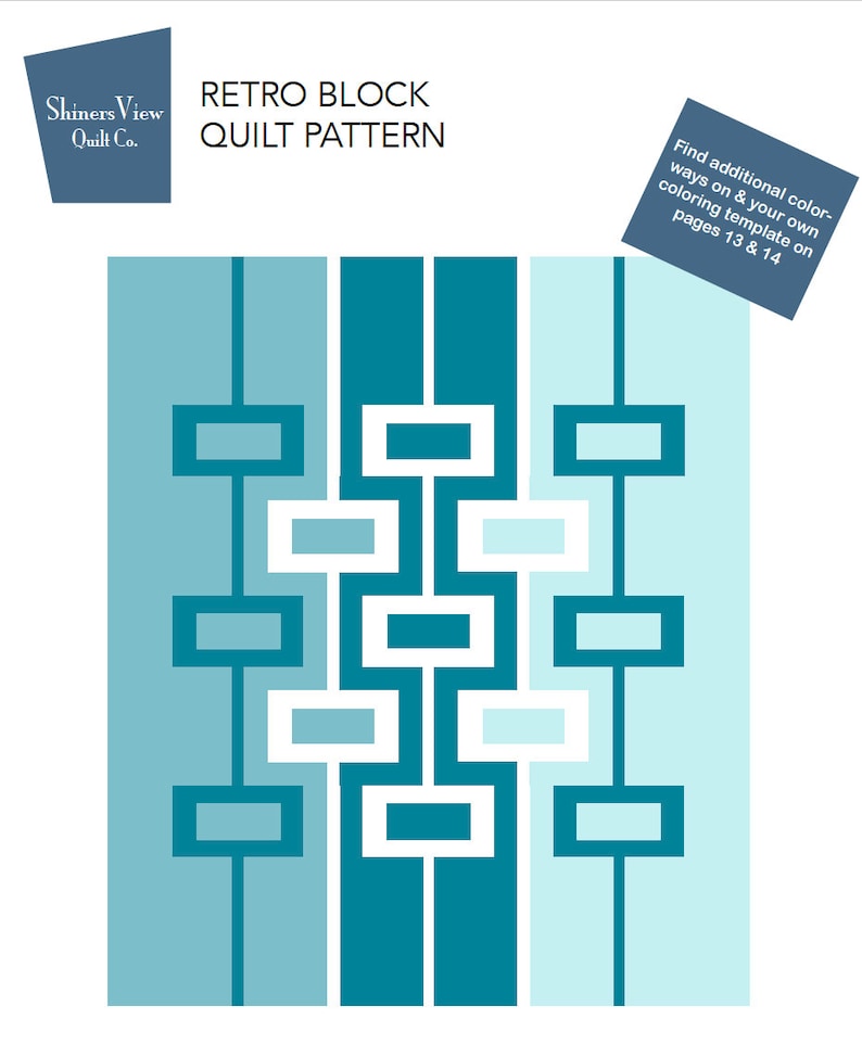 Quilt Pattern RetroBlock PDF Quilt Pattern Mid-Century Modern image 3