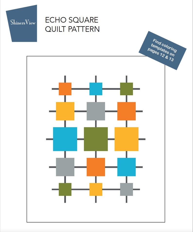 Quilt Pattern EchoSquare PDF Quilt Pattern Mid-Century Modern image 2