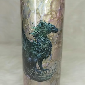 Light Purple Dragon scale with Black Dragon Decal 30 oz Skinny Stainless Steel Tumbler