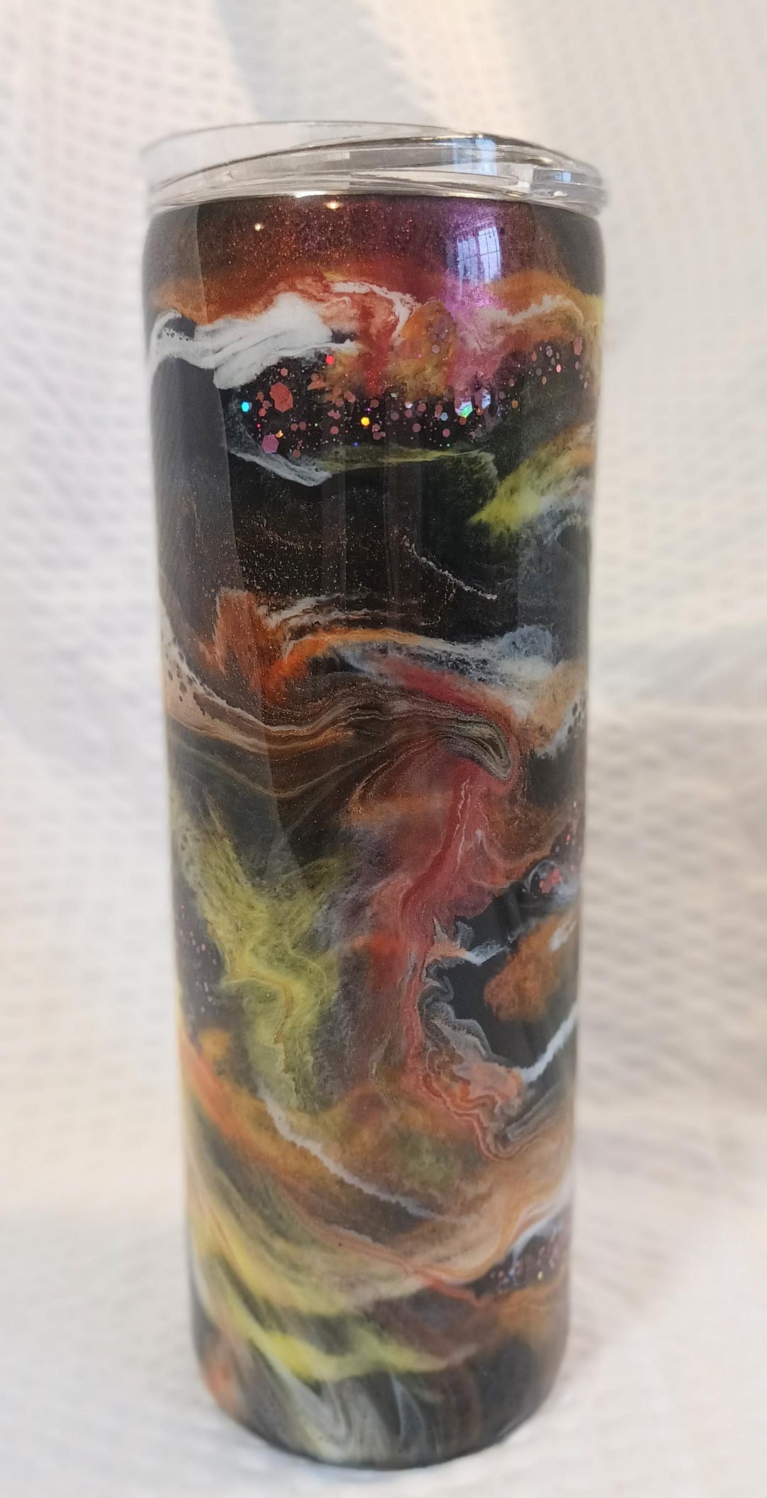 Handmade Alcohol Ink Stainless Steel Tumbler: Black, Copper Glitter ...