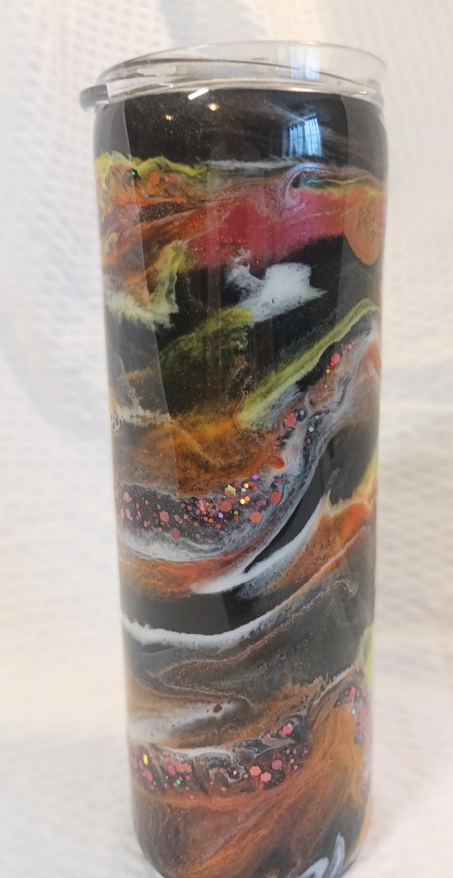 Handmade Alcohol Ink Stainless Steel Tumbler: Black, Copper Glitter ...