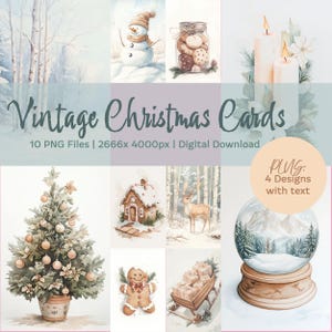 Vintage kerstkaarten (digitale download)