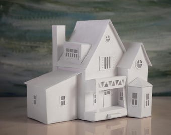 A Taste of Home - DIY Christmas Putz House Kit – Pre-Cut Card Stock Village Display