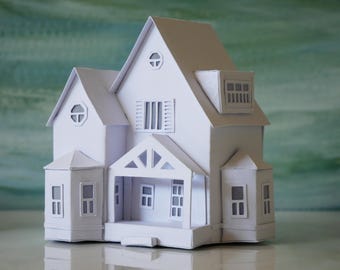 A Cozy Little Home  - DIY Pre-Cut Putz House Kit - Crafty Christmas Village - Model building