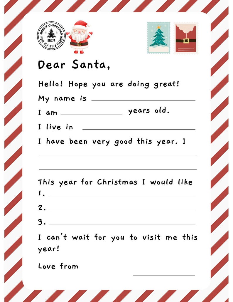 Personalized Letter to Santa Claus – Write Your Own Message to Santa ...