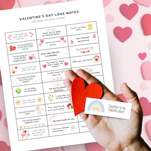 30 mini notas de amor imprimibles, notas de amor pequeñas, notas de amor de bolsillo, notas para loncheras, notas de amor para él, notas imprimibles de San Valentín, regalo de aniversario