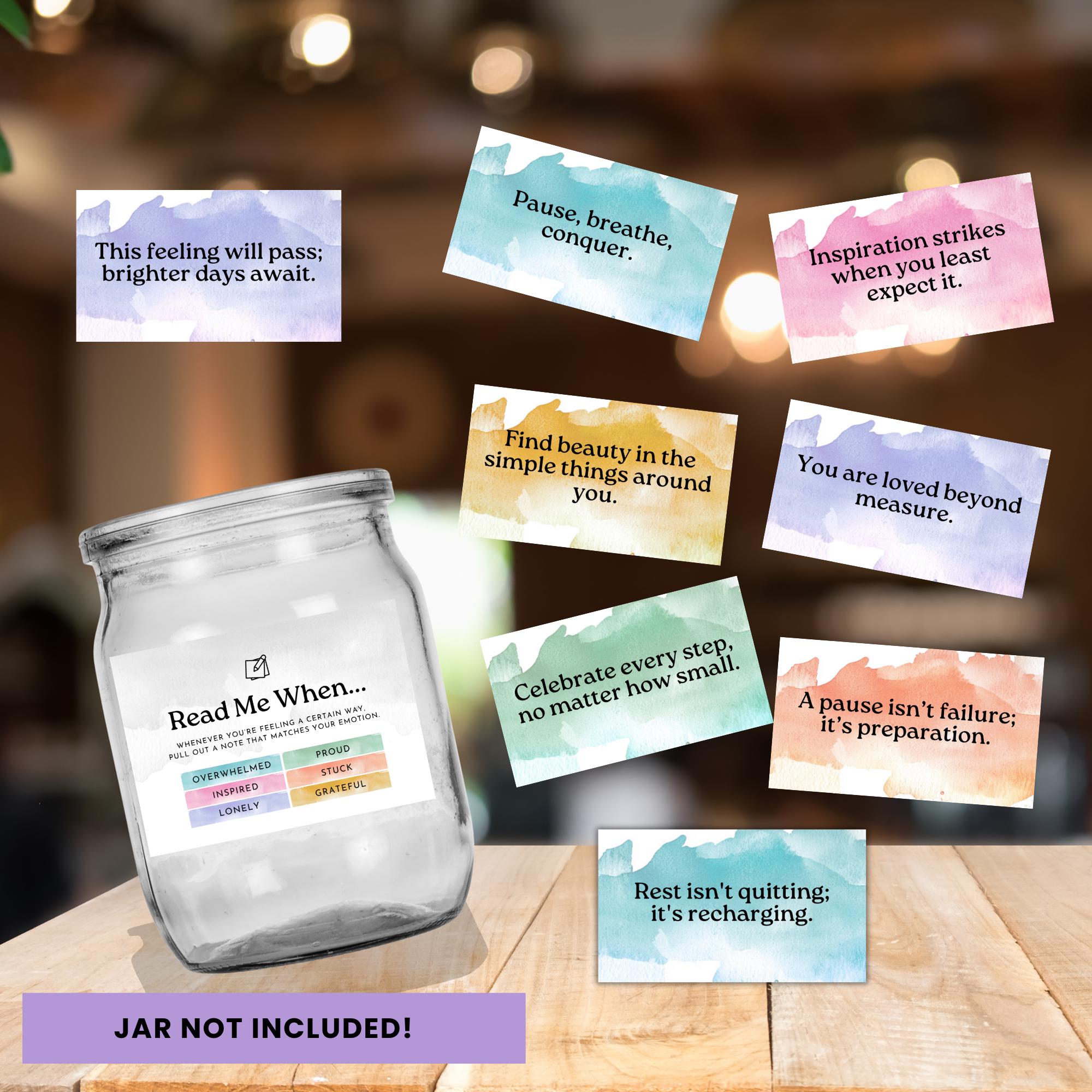 Gratitude Jar: 60 Printable Daily Affirmation Cards for Self-Care (Digital Download)