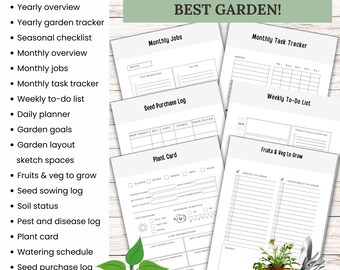 Black and White Garden Planner Printable, Gardening Journal (PDF Pattern)