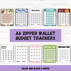 A6 ジッパーウォレット 予算トラッカー、ミニ予算トラッカー、予算トラッカーカード、貯蓄カード、ミニ貯蓄トラッカー
