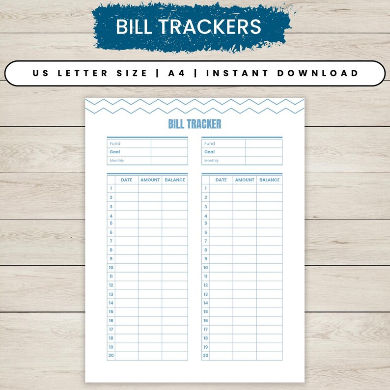 Bill Tracker Printable, Yearly Bill Payment Tracker, Expense & Debt ...