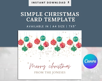 Plantilla editable de tarjeta navideña / Tarjeta navideña DIY en Canva / Tarjeta navideña editable / Tarjeta navideña imprimible / Tarjeta de Felices Fiestas