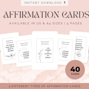 Daily Affirmation Cards for Women, Positive Quote Flash Cards, Self-Love Affirmation Cards, Printable affirmation cards
