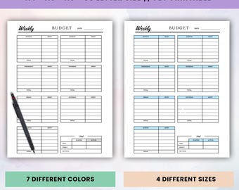 Weekly Budget Tracker Printable: A4, A5, A6, US Letter (Digital Download)