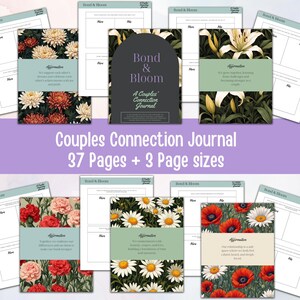 Couples Connection Journal, Bond and Bloom, Printable Couples Gift Journal, 37 Pages of Guided Journaling for Partners, Valentine Printable