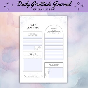 Diario de gratitud diario Diario de bienestar de una página Diario de afirmaciones Diario de gratitud imprimible Descarga instantánea Regalo para ella Regalo para mamá
