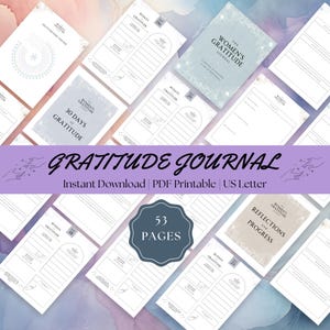 Printable Gratitude Journal For Women, Daily Wellness & Affirmation Guide, Floral Design, Perfect Gift for Her