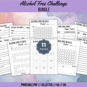 Sobriety Recovery Challenge, Alcohol Free Challenge, Sobriety Challenge, Drinking Tracker, Printable Sobriety, Sober Curious, Dry January