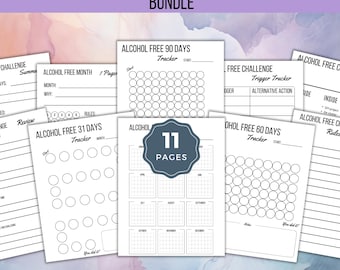 May include: Printable PDF workbook with 11 pages to help you stay alcohol-free for 31, 60, or 90 days. The workbook includes a tracker, a trigger tracker, and a free challenge summary.