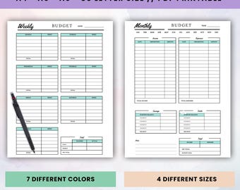 Weekly Monthly Budget Planner: Pastel Design (Digital Download)