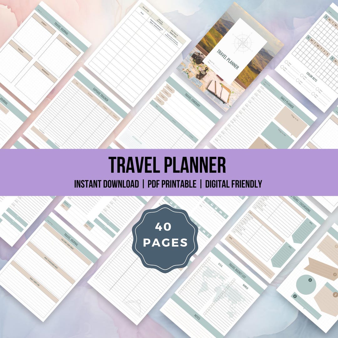 40-page Travel Planner, Trip Itinerary, A4 US Letter (PDF) - Etsy