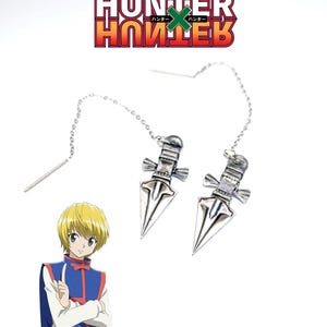 Kurapika Dagger Earrings, Hunter x Hunter Jewelry, Anime Fan Gift, Hand-Painted Geeky Accessories, 3D Printed Anime Earrings, Cosplay