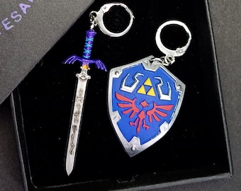 Fantasy Sword & Shield Earrings, Handmade Resin Jewelry, Geeky Gamer Accessories, Unique Cosplay Earrings, Hand-Painted Cosplay Gift