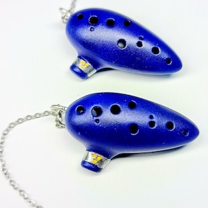 Hand-Painted Ocarina Earrings: 3D-Printed Fantasy Gamer Jewelry