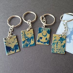 HunterXHunter Keychain, Engraved Anime Metal Tag, Killua, Gon and Kurapika Fan Gift, Otaku Accessory, Anime Keychain Gift For Him Her