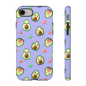 Custodia per telefono con avocado carina / disegnata a mano / kawaii