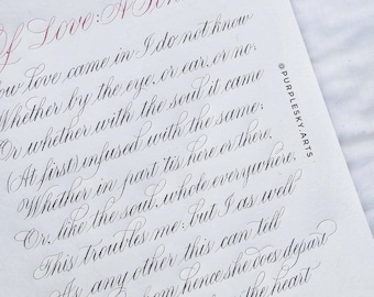Aangepaste handgeschreven kalligrafiekunst: huwelijksgeloften, gedicht, liefdesbrief