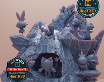 Diorama de todos os Pokémons Fire Starter - Arquivo STL compatível com impressora FDM