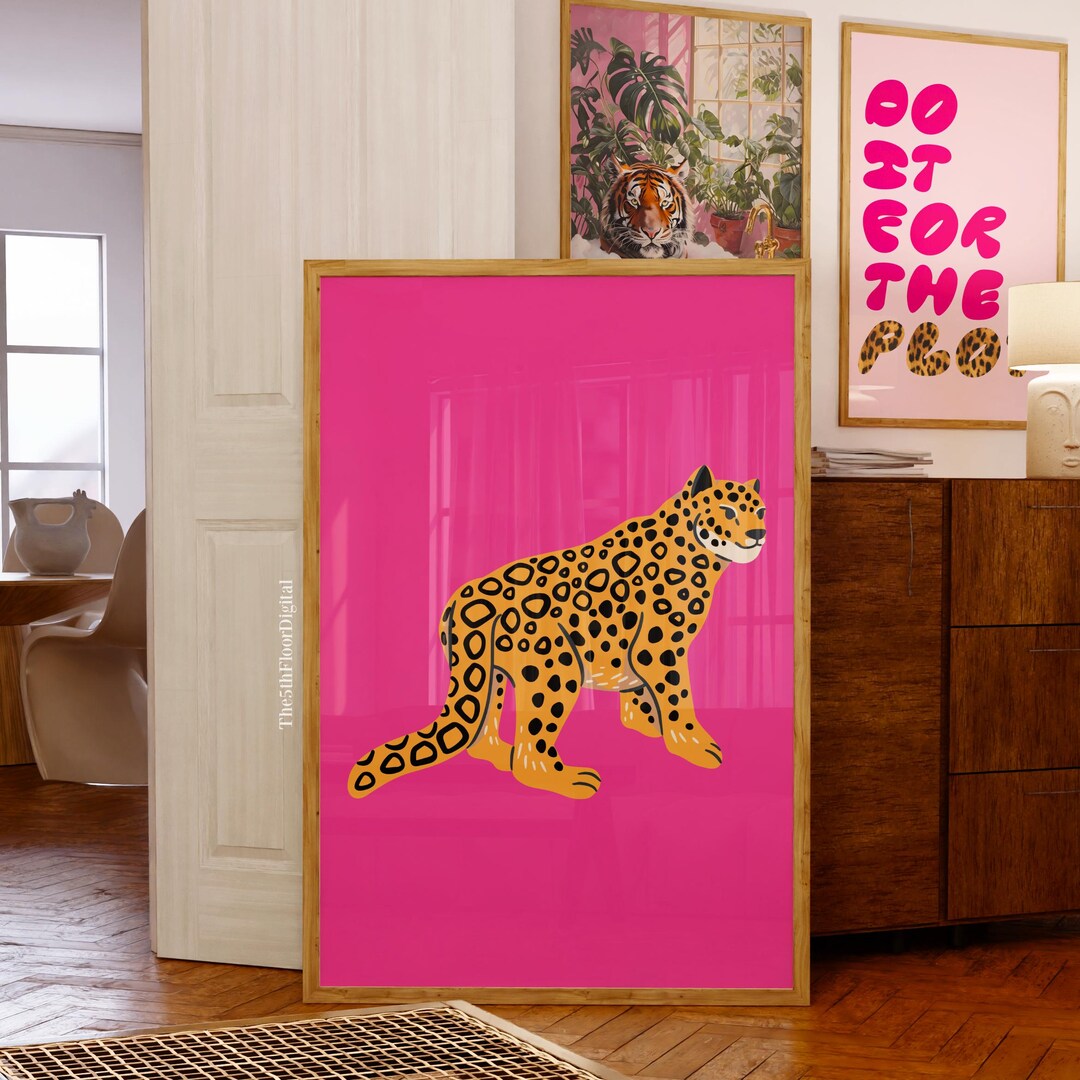 Pink Leopard Poster Print, Cheetah Wall Art, Trendy Apartment Decor ...