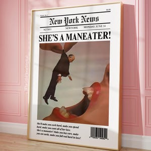 トレンディな新聞印刷タイポグラフィウォールアートポスターレトロバーカートフェミニストウォールアート雑誌の表紙美的ニューヨークニュースアパートの装飾
