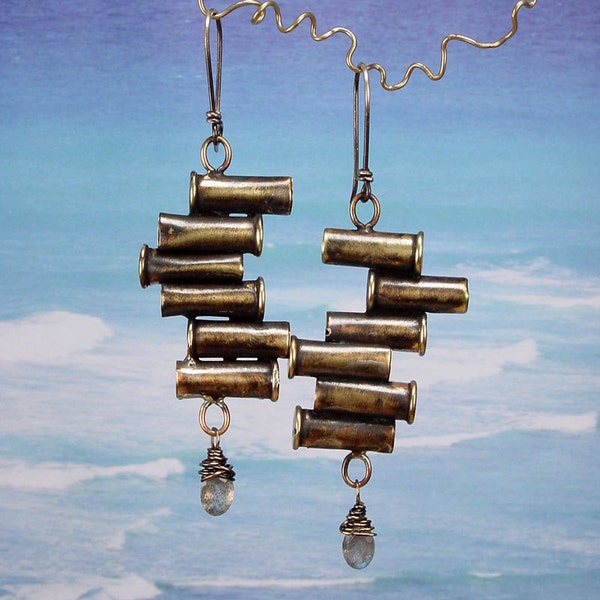 GENTRY APOCALYPSE - Apocalyptic .22 bullet cartridge earrings with labradorite