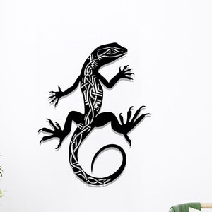 Metal Lizard Wall Art: Boho Garden Reptile Silhouette Decor
