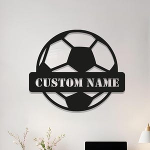 Personalized Soccer Ball Metal Sign: Custom Team Name & Number Wall Art