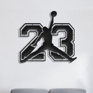23 Jumpman Wall Sign, Idea regalo poster basket, Jump Man Vinyl Wall Art, Decorazione murale basket NBA, Adesivi sportivi per pareti