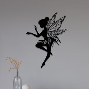 Fairy Metal Wall Art, Fantasy Decor for Home,  Fairy Wings Minimalist Wall Art, Handcrafted Rustic Metal Artwork, Nursery Metal Wall Art,