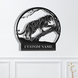 Custom Tiger Name Sign, Personalized Metal Tiger Art, Tiger Lover Wall Decor, Tiger Silhouette Gift, Custom Tiger Wall Hanging