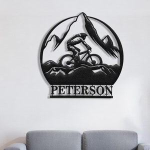 Personalized Cycling Metal Wall Art, Mountain Bike Wall Sign, Custom Biker Metal Sign, Metal Bike Rider Decor, Mountain Bike Gift