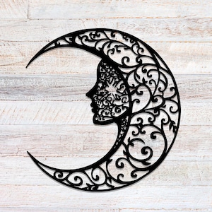 Mystical Tree and Woman Faces Wall Art, Woman Face Wall Decor, Living Room Wall Art, Celestial Metal Decor for Bedroom, Moon Art,