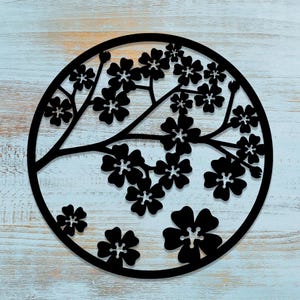 Cherry Blossom Tree Metal Wall Art, Floral Nature Wall Decor, Elegant Metal Sakura Branch Artwork, Garden Flower Wall Decor
