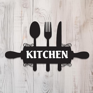 Modern Kitchen Metal Wall Art, Rustic Cooking Sign, Metal Utensil Wall Decor for Dining Room or Chef&#39;s Kitchen Accent Decor