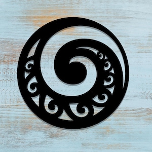 Decorazione da parete in metallo con cerchio Koru, simbolo Maori a spirale per crescita e armonia, arredamento moderno e spirituale per la casa, decorazione da parete Kiwiana, arte moderna rotonda