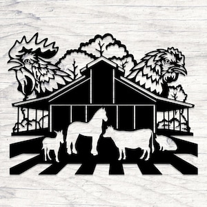 Farm Animal Metal Wall Art: Rustic Barnyard Silhouette Decor