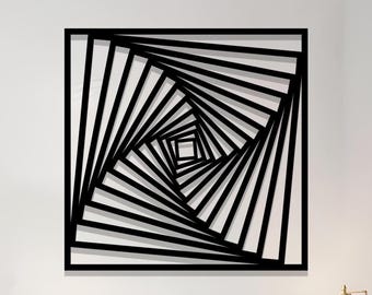 Optical Illusion Metal Wall Art: Mind Bending Square Decor