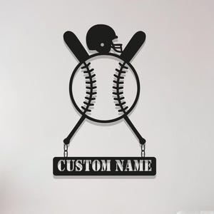 Personalized Baseball Metal Sign, Custom Player Name Wall Art, Baseball Room Decor, Coach Gift, Sports Metal Wall Hanging