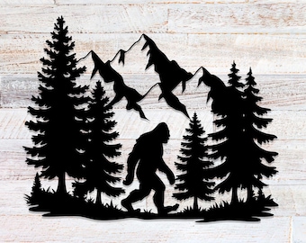 Bigfoot Metal Wall Art: Sasquatch Silhouette, Rustic Cabin Decor