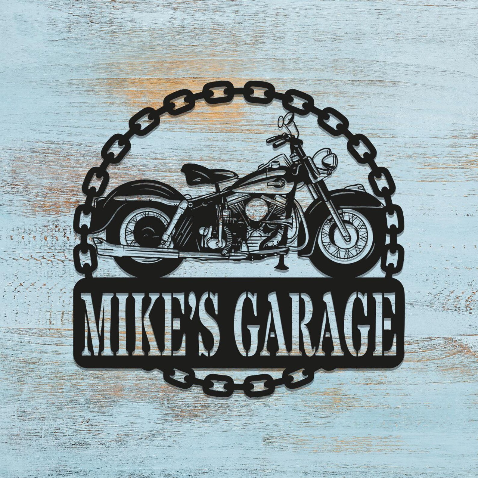 Personalized Motorcycle Garage Sign: Powder-coated Metal Biker Decor ...