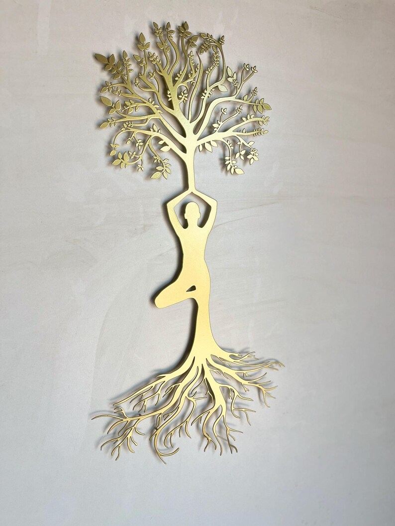 Yoga Tree Metal Wall Art: Meditation Decor, Hindu Sign image 6